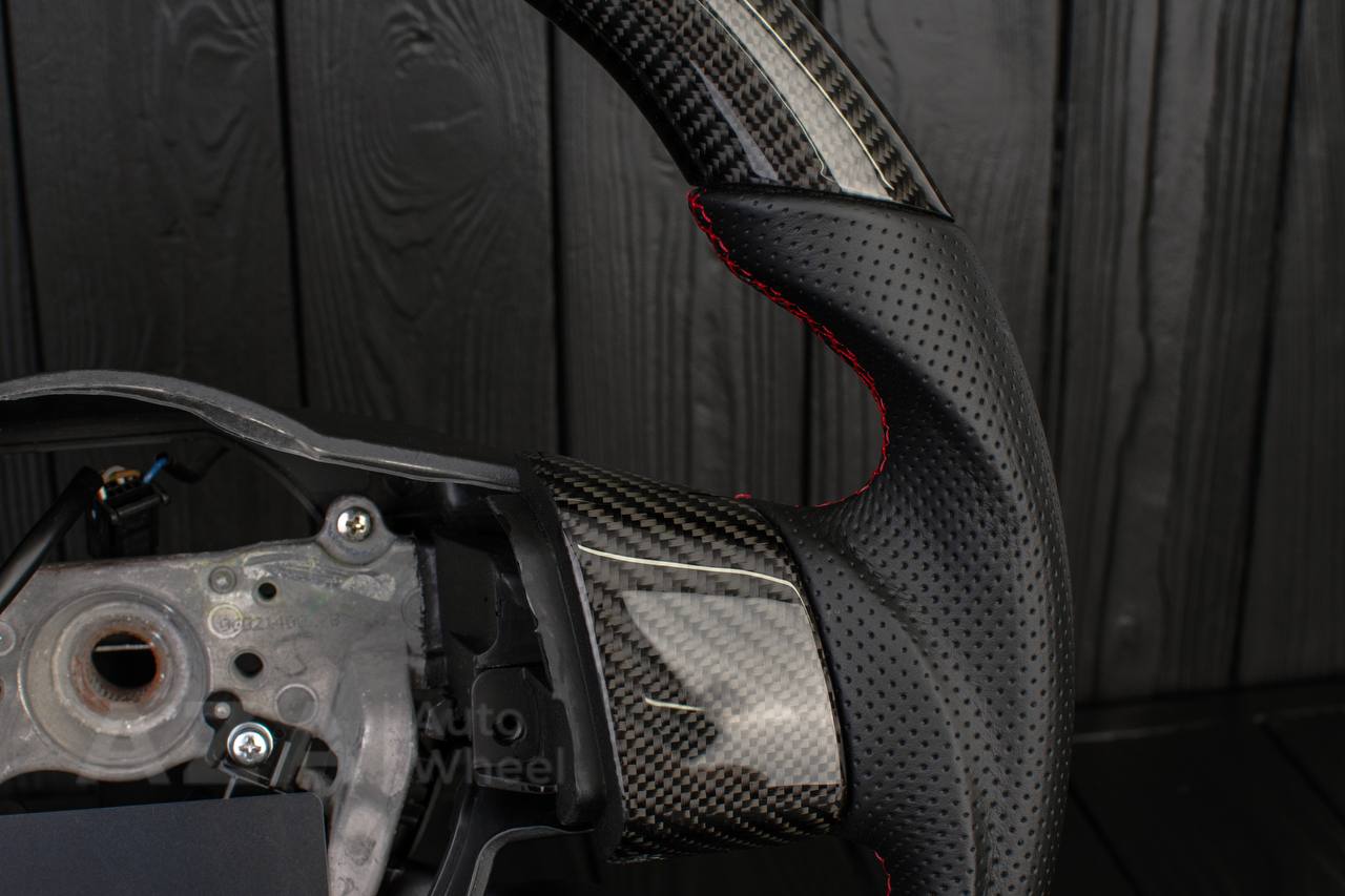 Steering wheel Toyota FJ Cruiser Carbon fiber/Perforated leather/Red stripe - Image 11