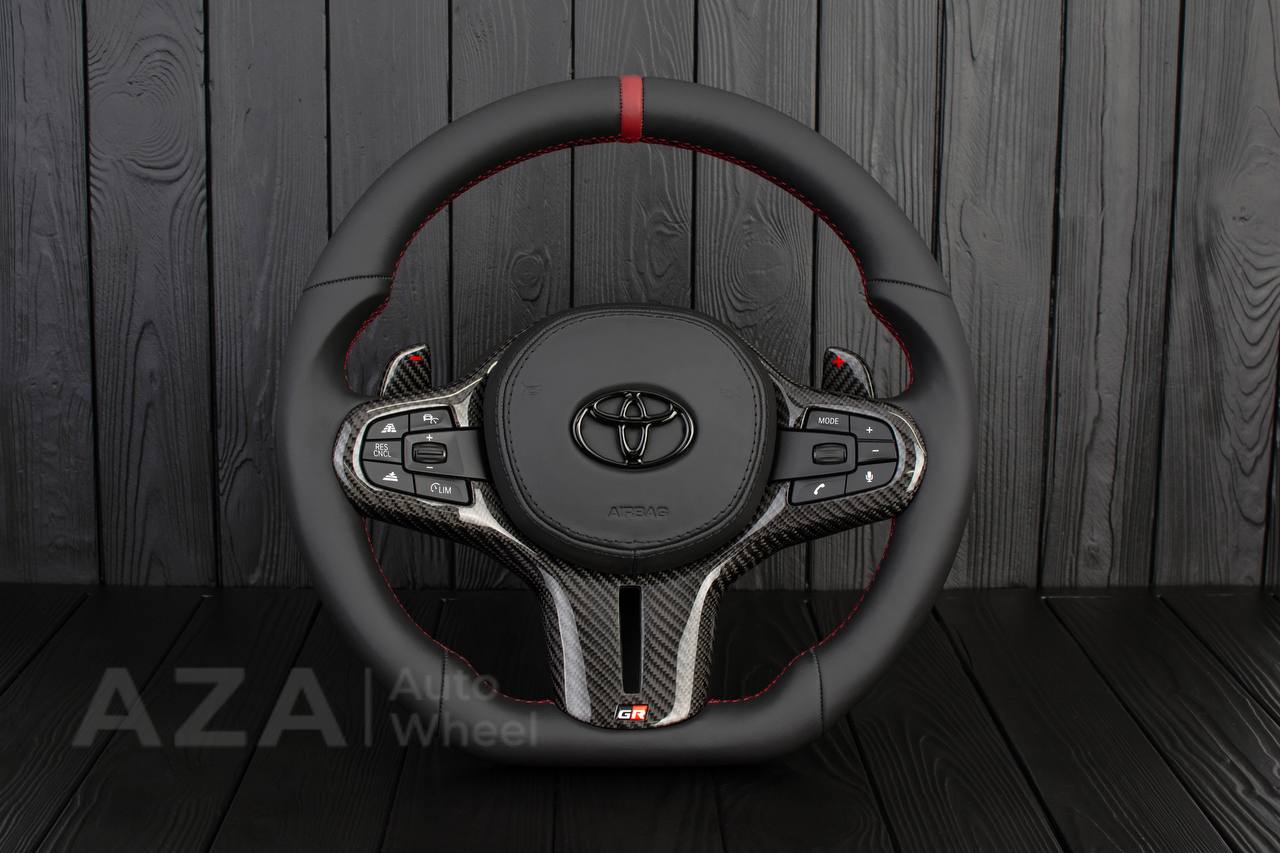 Steering wheel BMW M4 TO 2020+ TOYOTA SUPRA A90/A91 RETROFIT (comes complete with air bag and buttons, can choose any color stripe , stitching and +\- emblems on paddles, PLUG AND PLAY )