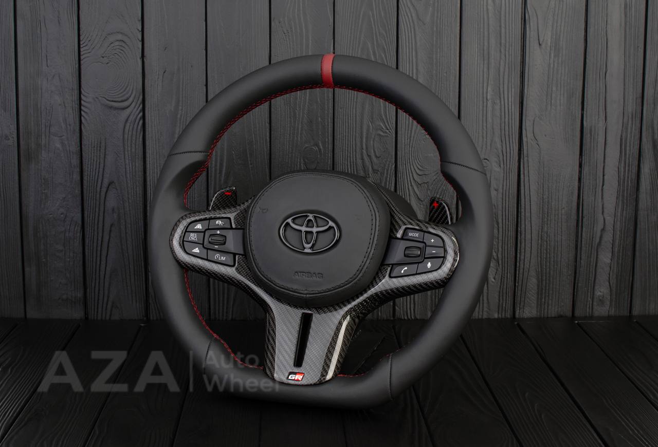 Steering wheel BMW M4 TO 2020+ TOYOTA SUPRA A90/A91 RETROFIT (comes complete with air bag and buttons, can choose any color stripe , stitching and +\- emblems on paddles, PLUG AND PLAY ) - Image 3