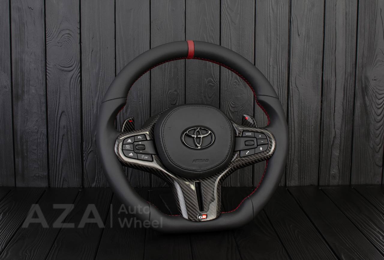 Steering wheel BMW M4 TO 2020+ TOYOTA SUPRA A90/A91 RETROFIT (comes complete with air bag and buttons, can choose any color stripe , stitching and +\- emblems on paddles, PLUG AND PLAY ) - Image 4