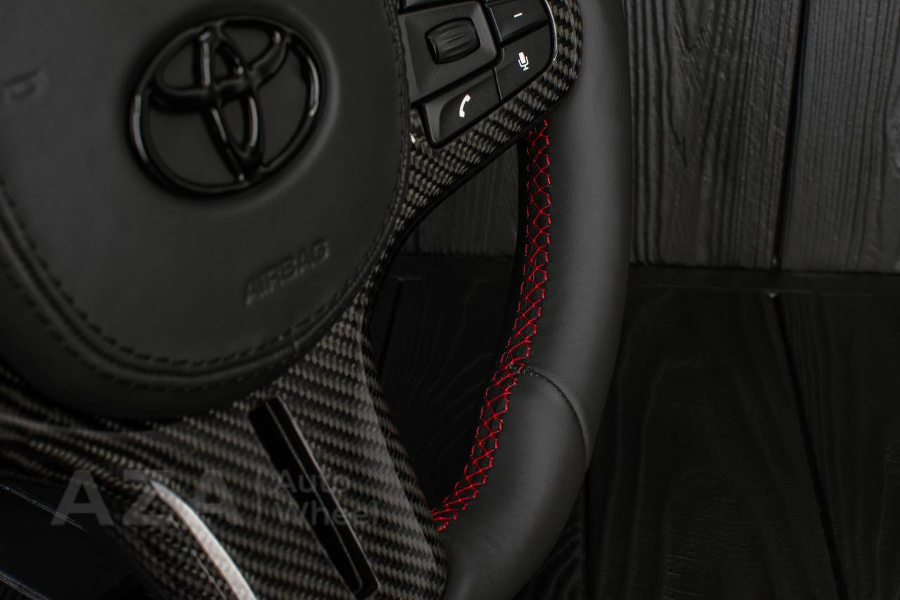 Steering wheel BMW M4 TO 2020+ TOYOTA SUPRA A90/A91 RETROFIT (comes complete with air bag and buttons, can choose any color stripe , stitching and +\- emblems on paddles, PLUG AND PLAY ) - Image 8