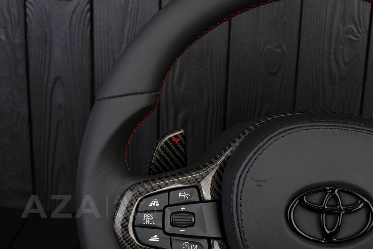 Steering wheel BMW M4 TO 2020+ TOYOTA SUPRA A90/A91 RETROFIT (comes complete with air bag and buttons, can choose any color stripe , stitching and +\- emblems on paddles, PLUG AND PLAY ) - Image 9