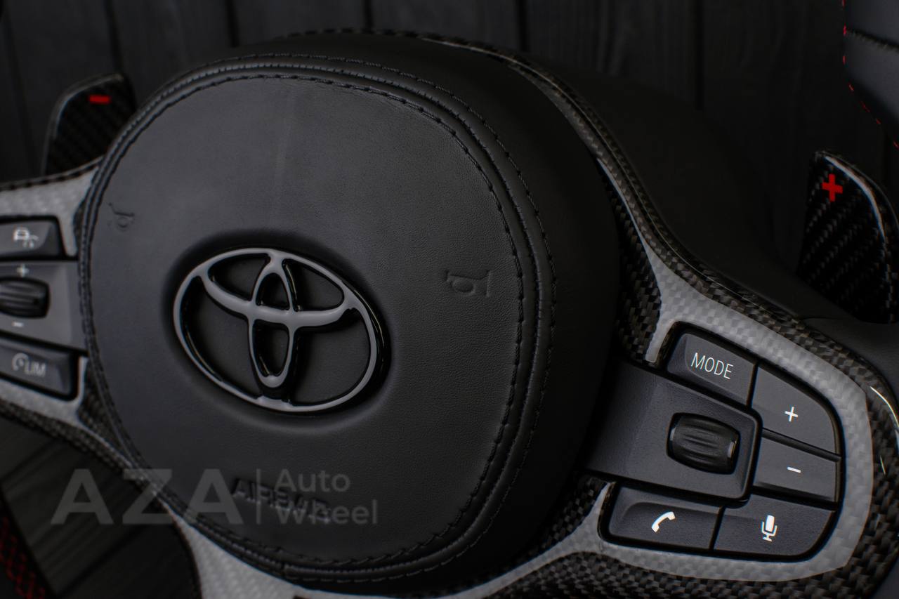 Steering wheel BMW M4 TO 2020+ TOYOTA SUPRA A90/A91 RETROFIT (comes complete with air bag and buttons, can choose any color stripe , stitching and +\- emblems on paddles, PLUG AND PLAY ) - Image 10