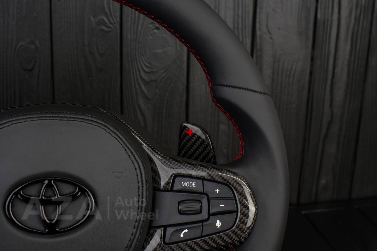 Steering wheel BMW M4 TO 2020+ TOYOTA SUPRA A90/A91 RETROFIT (comes complete with air bag and buttons, can choose any color stripe , stitching and +\- emblems on paddles, PLUG AND PLAY ) - Image 11