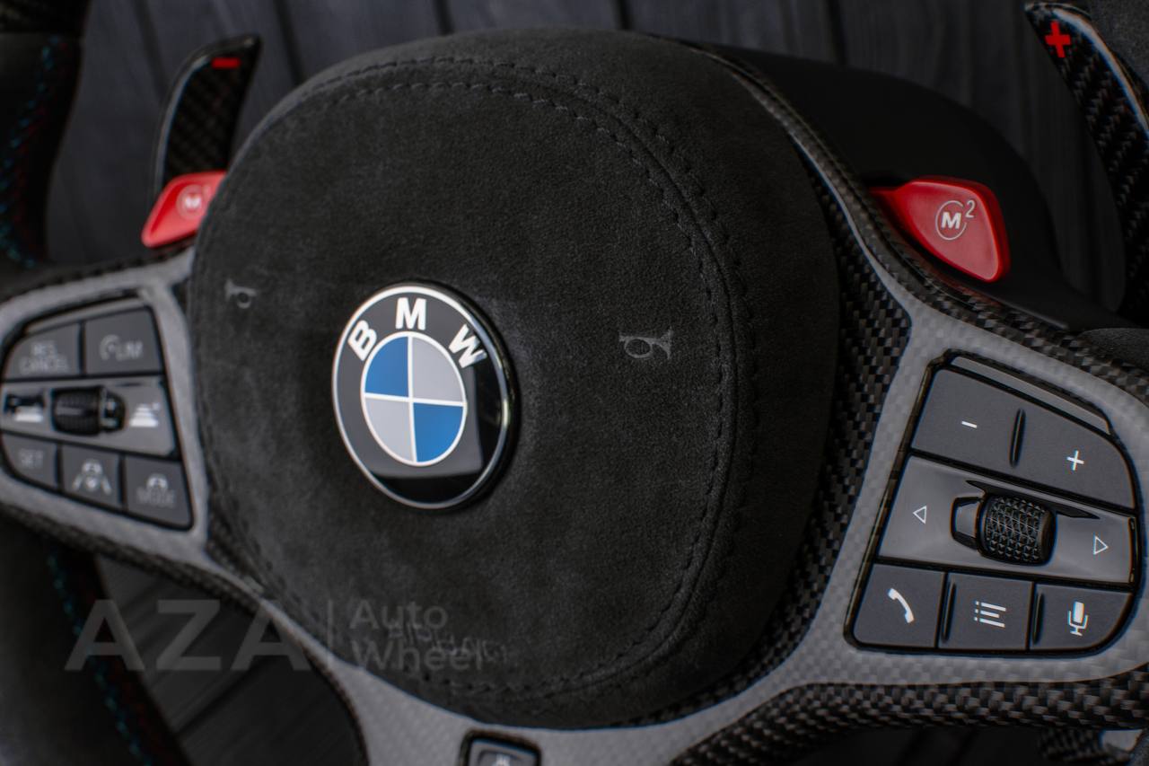 Steering wheel 2018+ BMW F90 M5 G80 M3 M4 M8 X5M X6M X3M X4M Heated Carbon fiber/Alcantara/Led screen/M stripe/ Air bag cover/ Extended paddle shifters - Image 6
