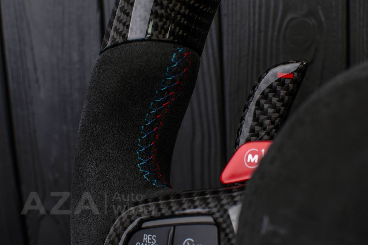Steering wheel 2018+ BMW F90 M5 G80 M3 M4 M8 X5M X6M X3M X4M Heated Carbon fiber/Alcantara/Led screen/M stripe/ Air bag cover/ Extended paddle shifters - Image 12