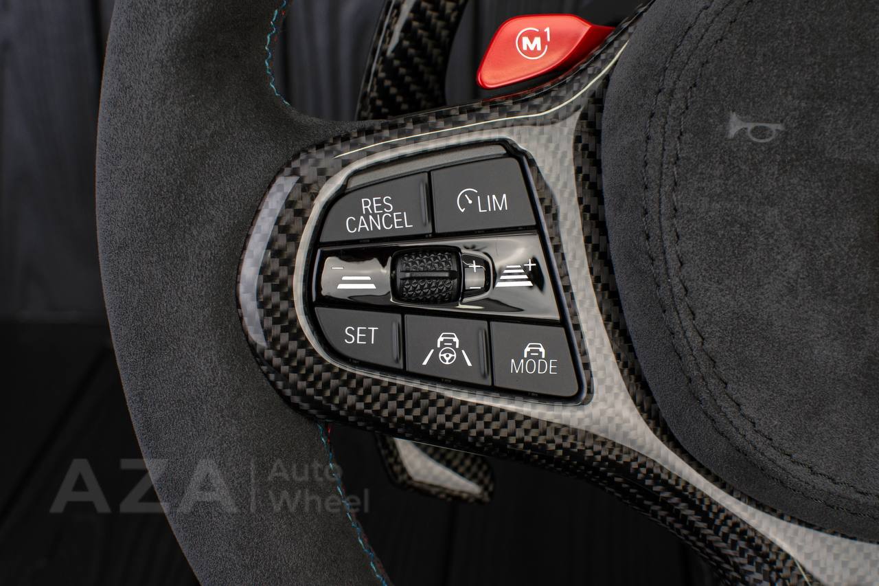Steering wheel 2017+ BMW F90 M5 G80 M3 M4 M8 X5M X6M X3M X4M Carbon fiber/Alcantara/Green stripe(drivers assist+heated) + Air bag cover - Image 11