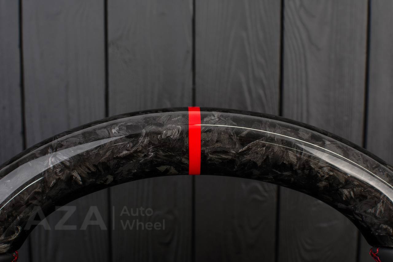Custom Steering wheel DODGE RAM Dakota 2ND GEN 1998-2002 Forged carbon/Napa italian leather/Red details (can be any color) - Image 5
