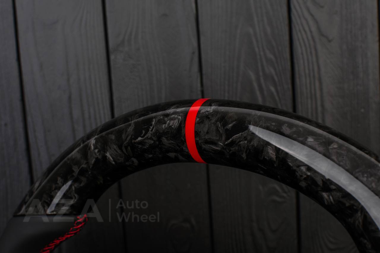 Custom Steering wheel DODGE RAM Dakota 2ND GEN 1998-2002 Forged carbon/Napa italian leather/Red details (can be any color) - Image 7