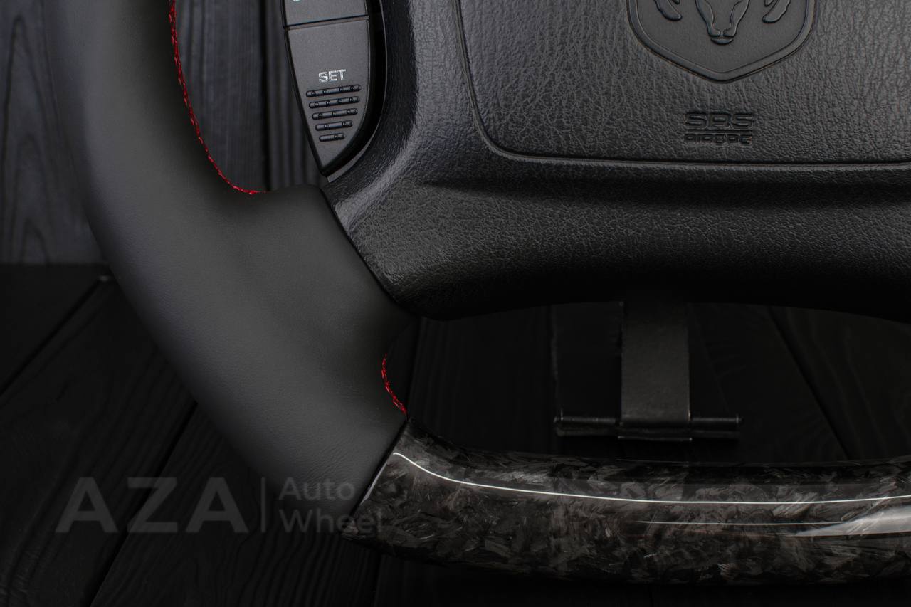 Custom Steering wheel DODGE RAM Dakota 2ND GEN 1998-2002 Forged carbon/Napa italian leather/Red details (can be any color) - Image 8