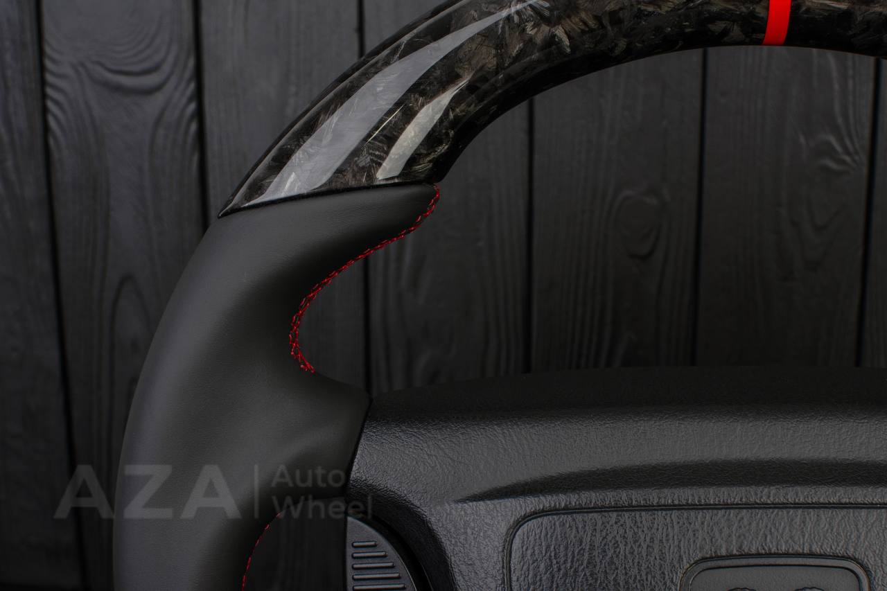 Custom Steering wheel DODGE RAM Dakota 2ND GEN 1998-2002 Forged carbon/Napa italian leather/Red details (can be any color) - Image 10
