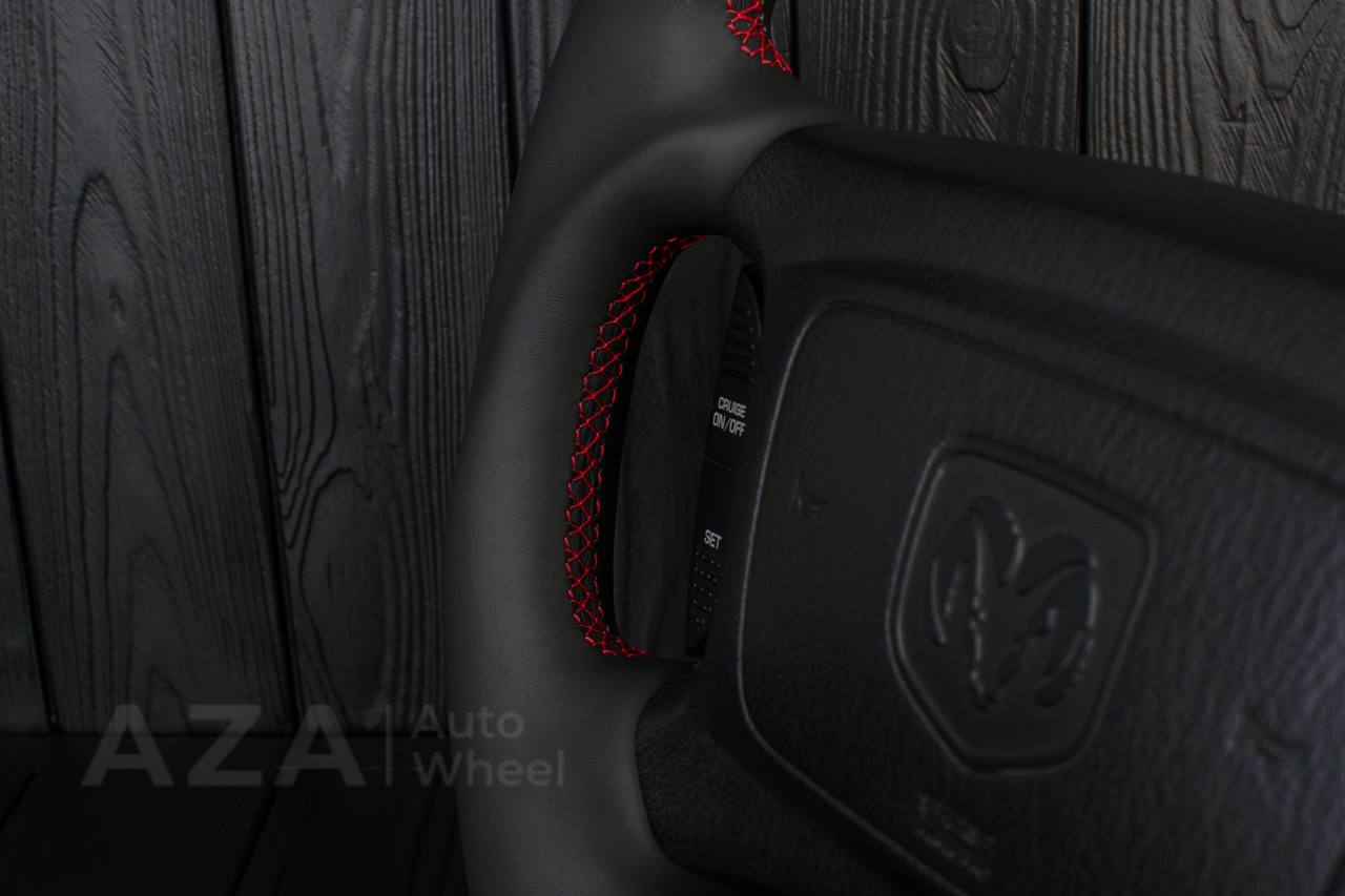 Custom Steering wheel DODGE RAM Dakota 2ND GEN 1998-2002 Forged carbon/Napa italian leather/Red details (can be any color) - Image 11