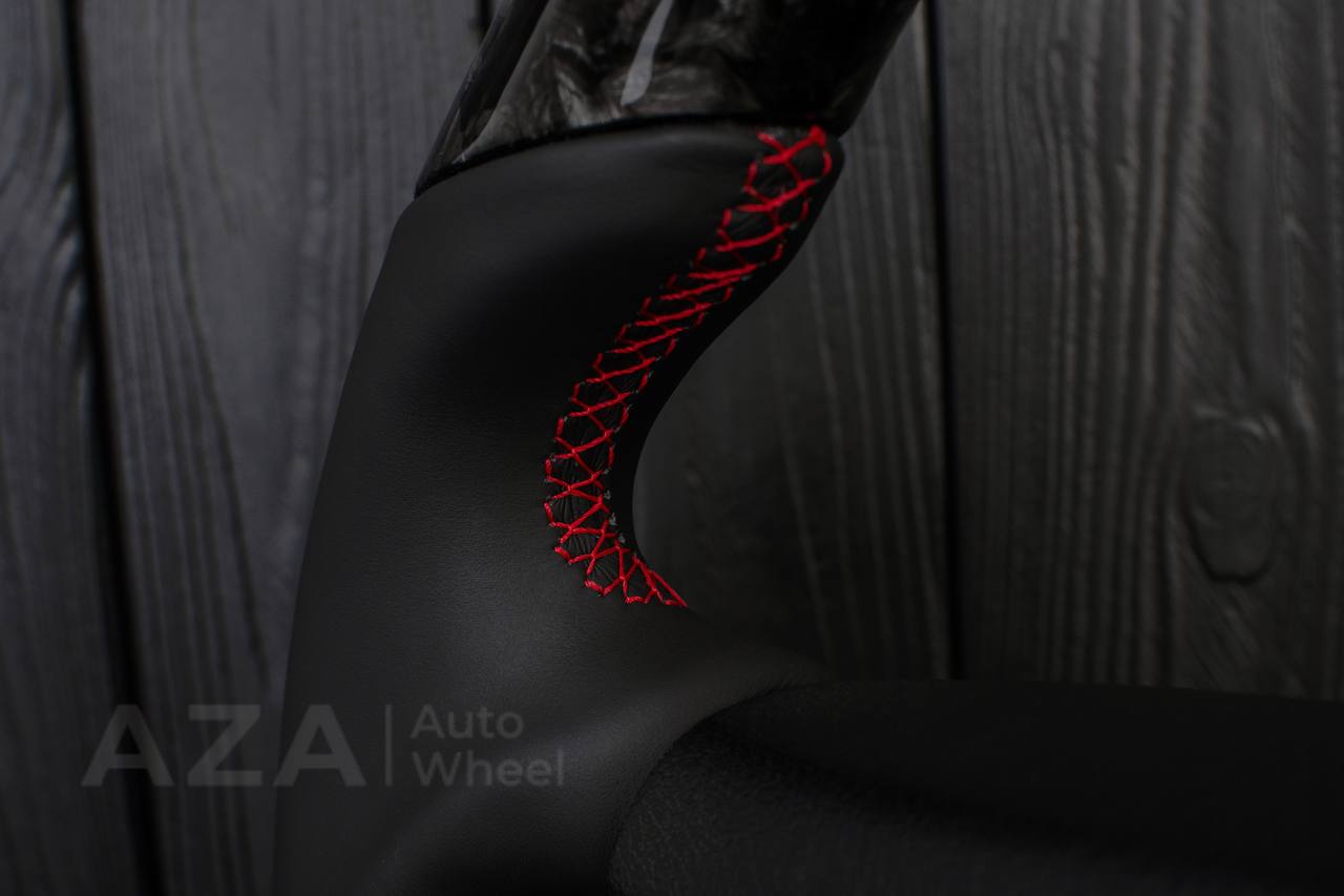 Custom Steering wheel DODGE RAM Dakota 2ND GEN 1998-2002 Forged carbon/Napa italian leather/Red details (can be any color) - Image 12
