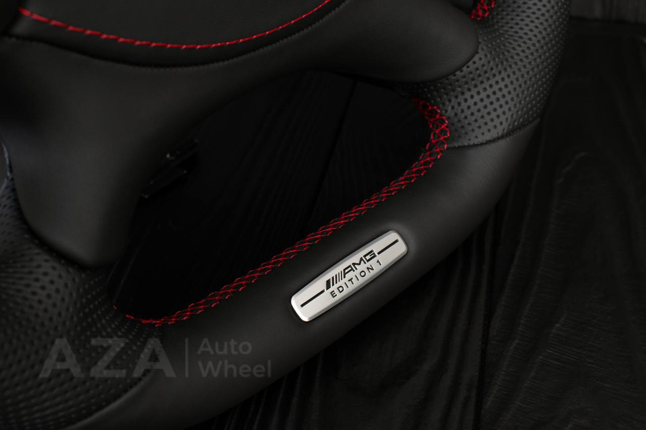 Steering Wheel Mercedes W219 R230 CLK55 SL65 CLS55 CLS500 SL55 AMG Napa leather/Perforated leather/Red details/Srs cover - Image 5