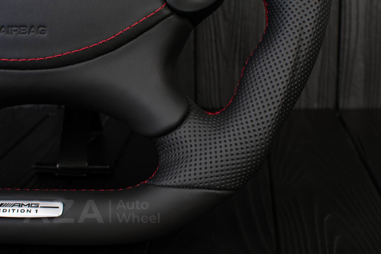 Steering Wheel Mercedes W219 R230 CLK55 SL65 CLS55 CLS500 SL55 AMG Napa leather/Perforated leather/Red details/Srs cover - Image 12