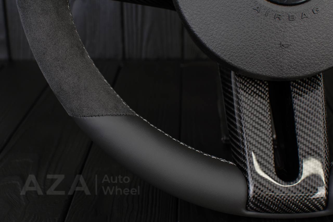 Steering wheel Ford Mustang/Cobra/Saleen 2005-09 Carbon fiber trims/Alcantara/Napa leather (can be any color stripe and stitching) - Image 15
