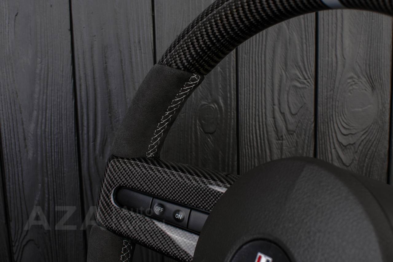 Steering wheel Ford Mustang/Cobra/Saleen 2005-09 Carbon fiber trims/Alcantara/Napa leather (can be any color stripe and stitching) - Image 17