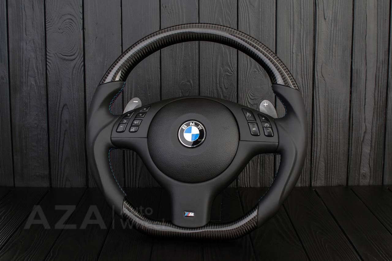 Steering wheel BMW E46 SMG (less paddles) Flat bottom /Carbon fiber/ Napa - Image 3