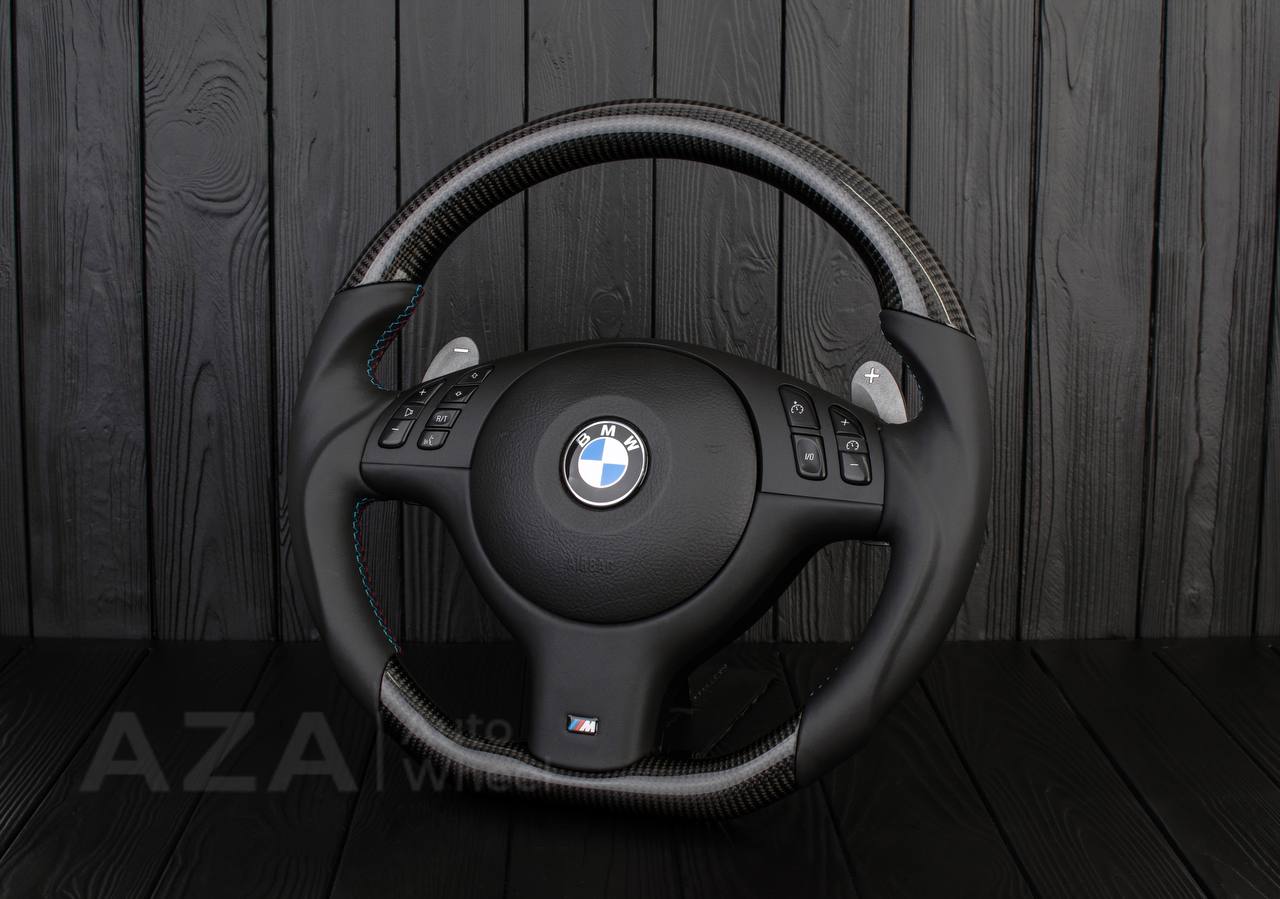 Steering wheel BMW E46 SMG (less paddles) Flat bottom /Carbon fiber/ Napa - Image 4