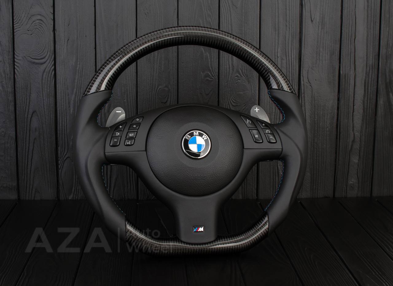 Steering wheel BMW E46 SMG (less paddles) Flat bottom /Carbon fiber/ Napa - Image 5