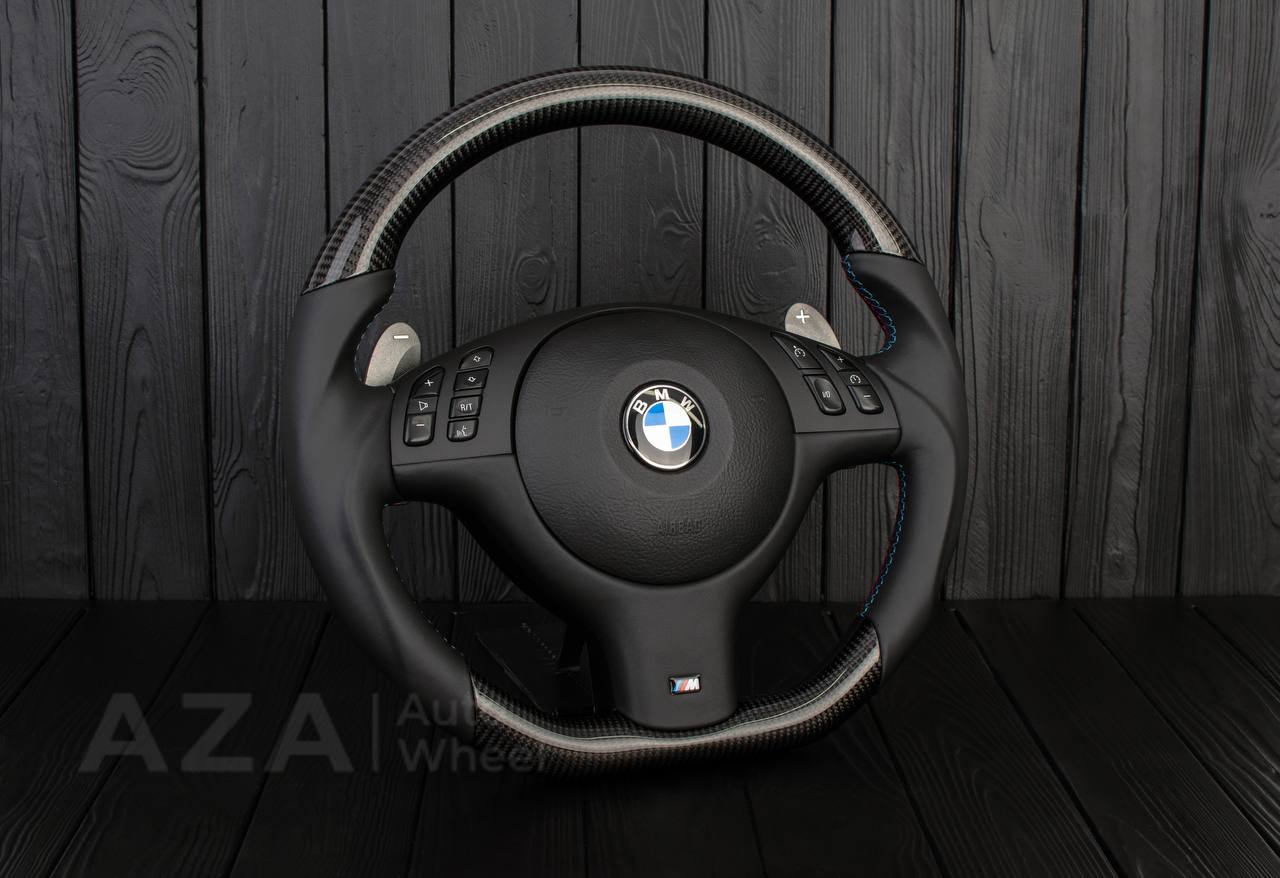 Steering wheel BMW E46 SMG (less paddles) Flat bottom /Carbon fiber/ Napa - Image 6