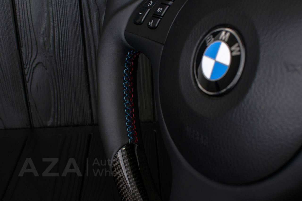 Steering wheel BMW E46 SMG (less paddles) Flat bottom /Carbon fiber/ Napa - Image 13