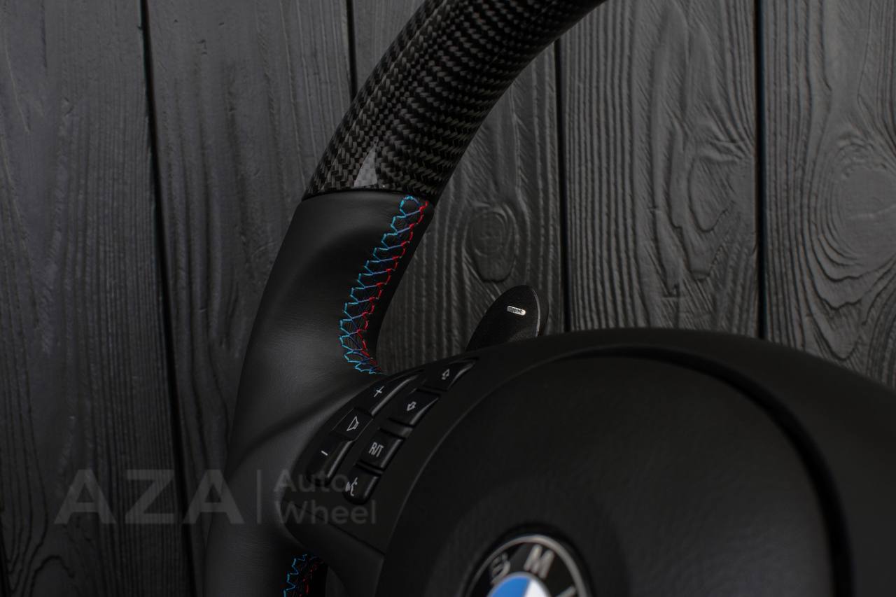 Steering wheel BMW E46 SMG (less paddles) Flat bottom /Carbon fiber/ Napa - Image 14
