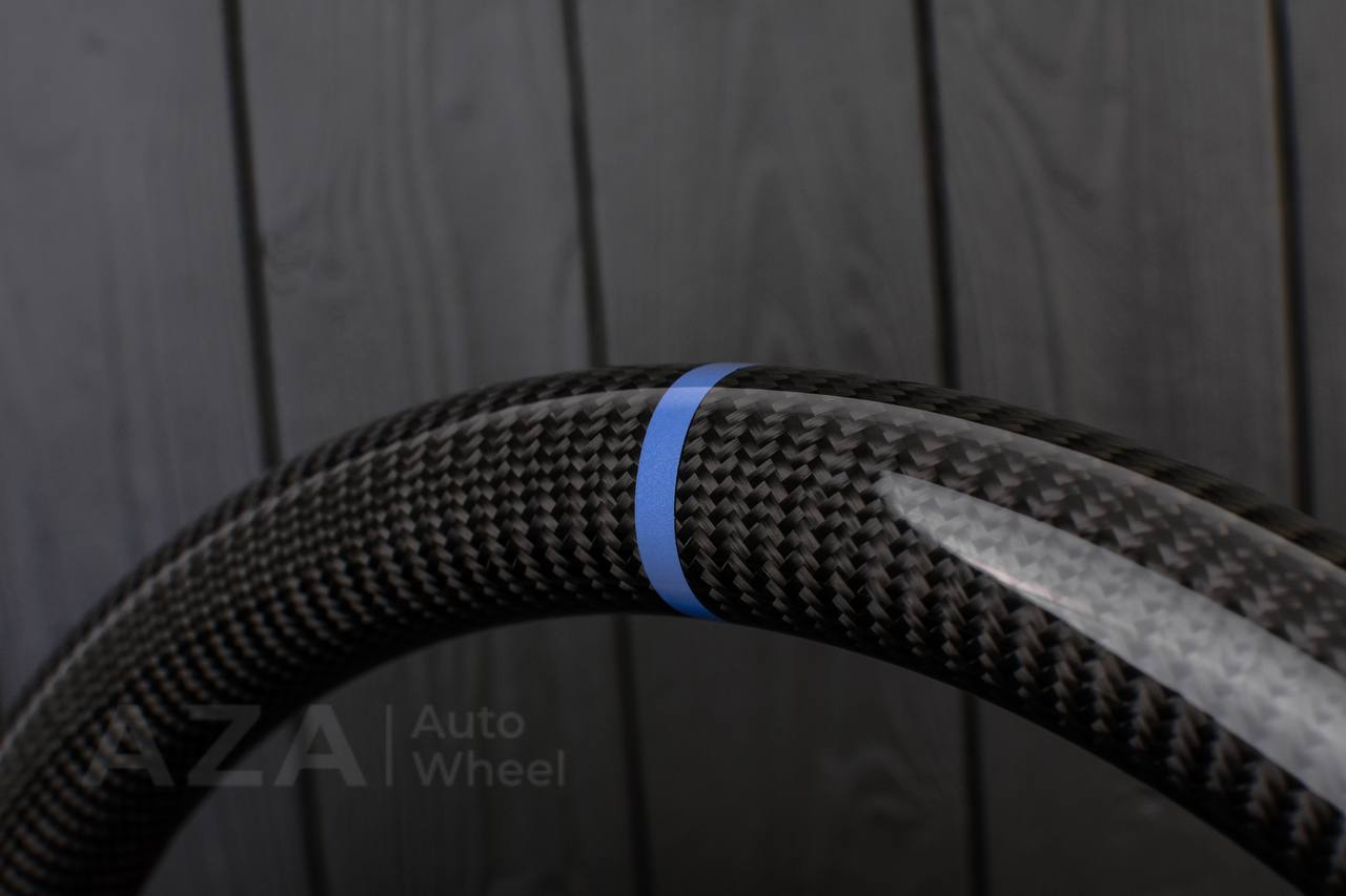 Steering wheel Hummer H2 Carbon fiber/Perforated leather/Light blue stripe - Image 8