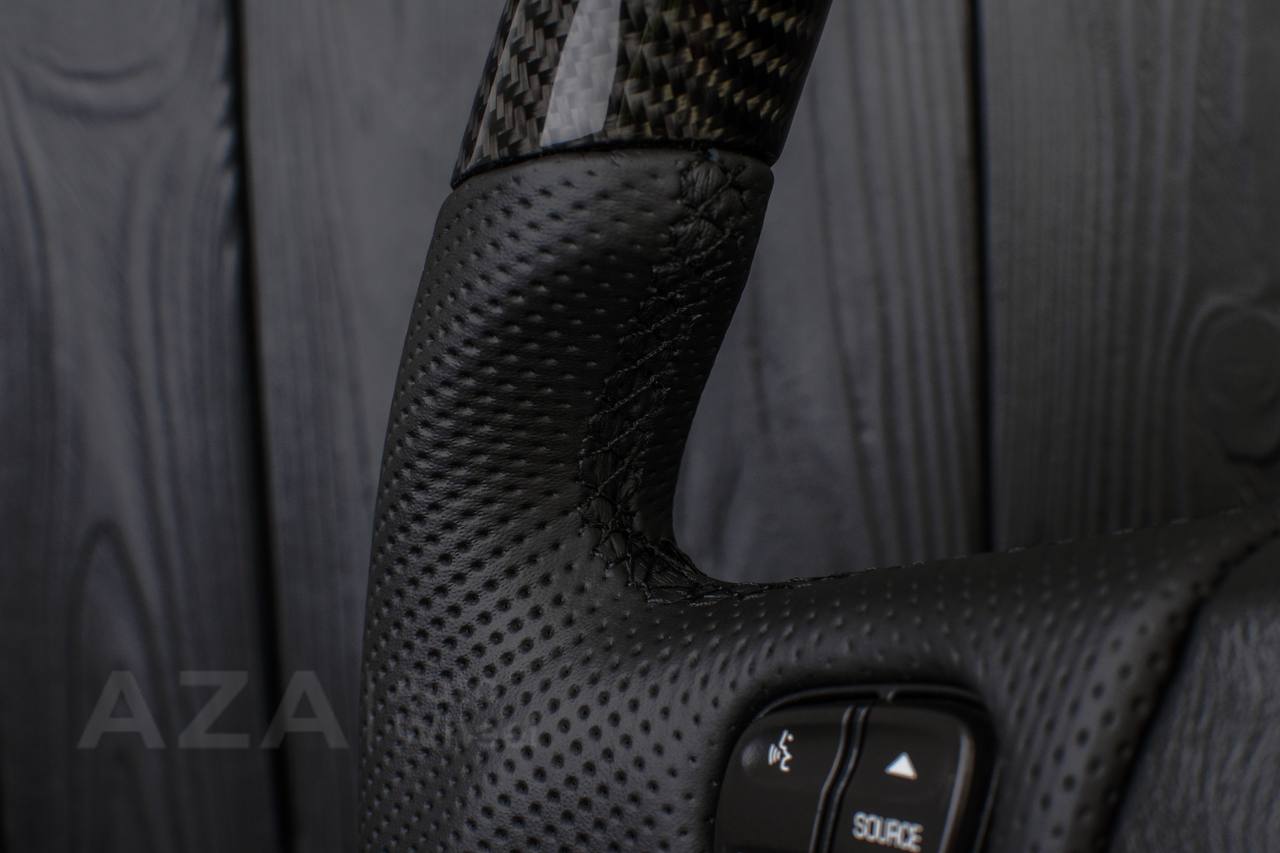 Steering wheel Hummer H2 Carbon fiber/Perforated leather/Light blue stripe - Image 10
