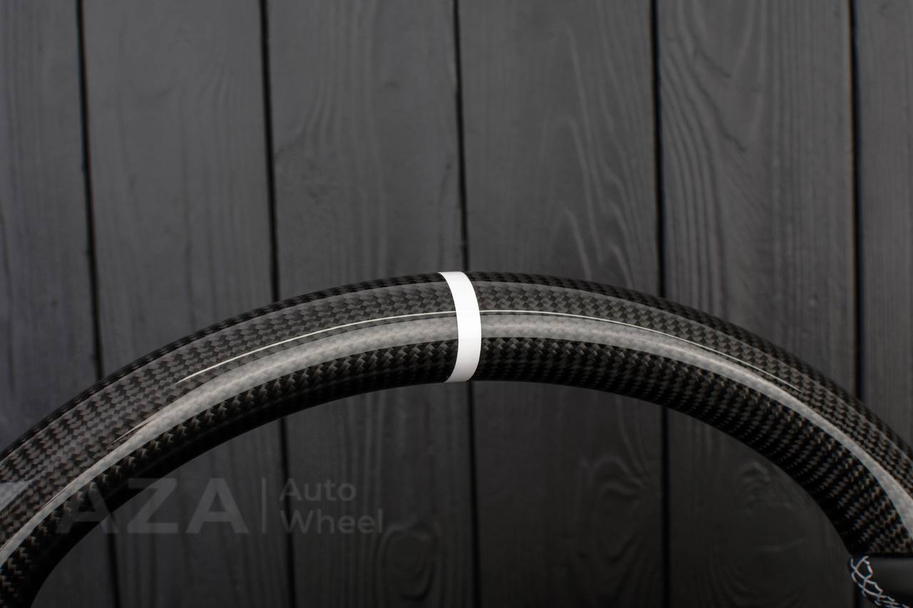 Steering wheel Ford Mustang GT Cobra Carbon fiber/Smooth leather/White details - Image 6