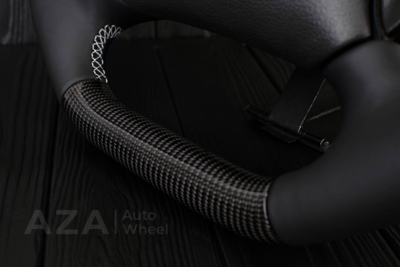 Steering wheel Ford Mustang GT Cobra Carbon fiber/Smooth leather/White details - Image 8