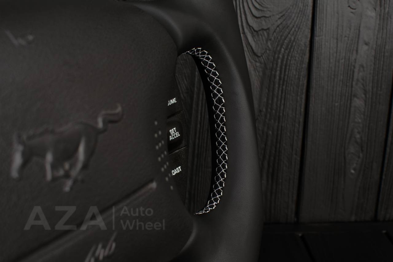 Steering wheel Ford Mustang GT Cobra Carbon fiber/Smooth leather/White details - Image 12