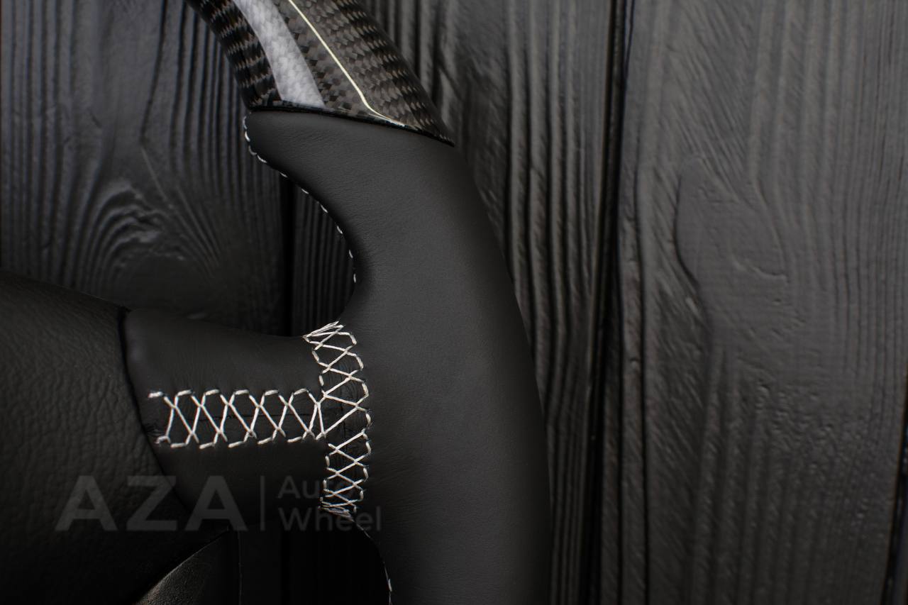Steering wheel Ford Mustang GT Cobra Carbon fiber/Smooth leather/White details - Image 14