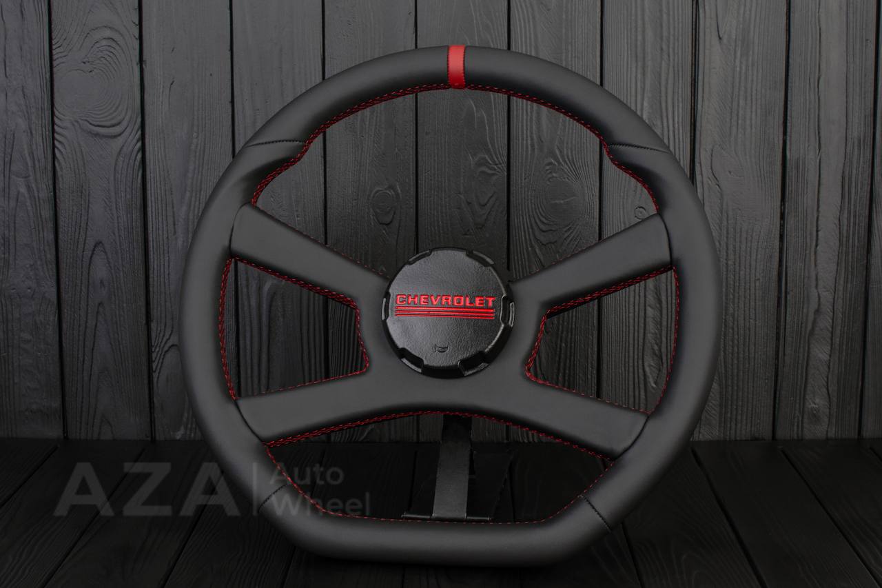 Steering wheel GM, OBS (1988-1994) Custom shape Napa/Red details - Image 3