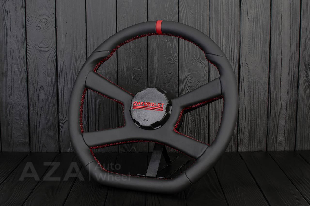 Steering wheel GM, OBS (1988-1994) Custom shape Napa/Red details - Image 4