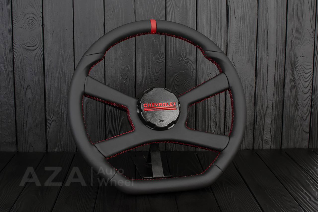Steering wheel GM, OBS (1988-1994) Custom shape Napa/Red details - Image 5