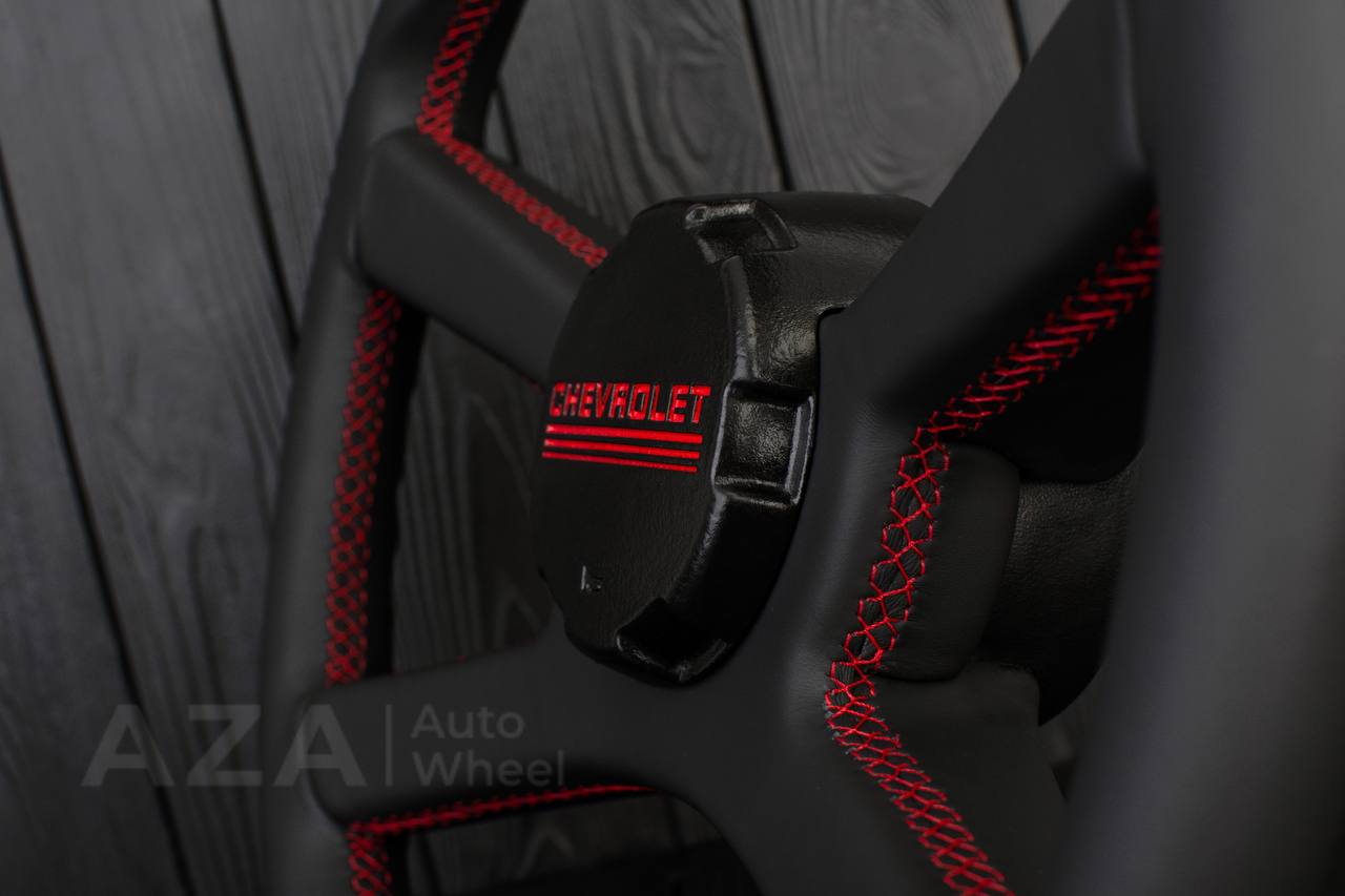 Steering wheel GM, OBS (1988-1994) Custom shape Napa/Red details - Image 9
