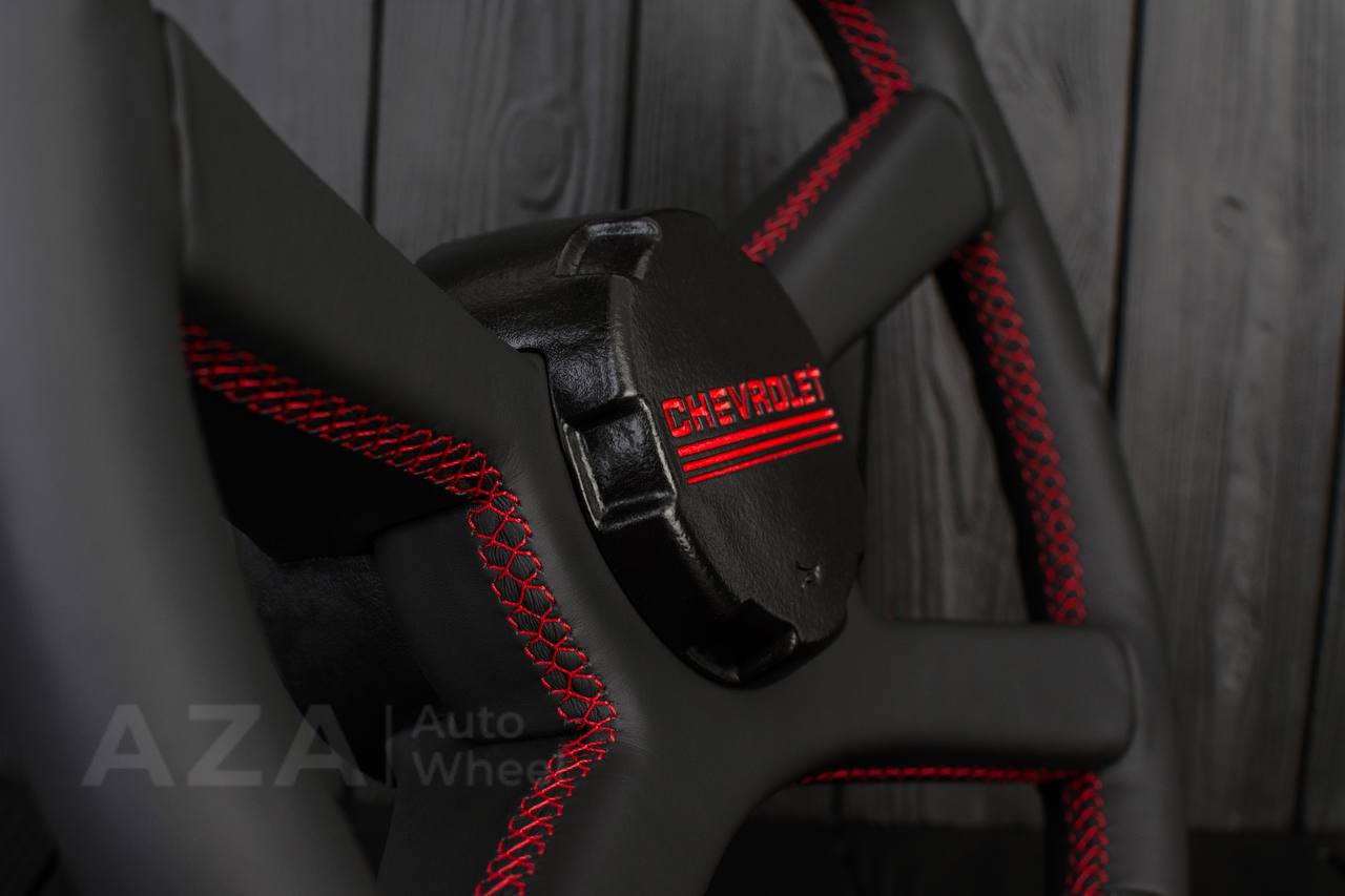 Steering wheel GM, OBS (1988-1994) Custom shape Napa/Red details - Image 10