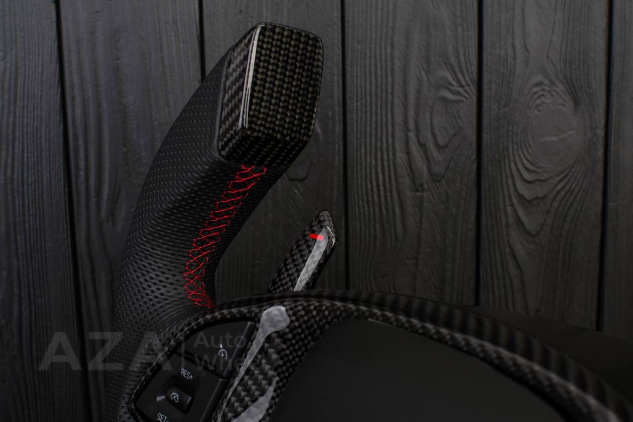 Steering wheel Chevrolet Corvette C7 2014-2019 Jet style rev match or +- paddles (can be any color stitch) Carbon fiber/Perforated leather - Image 12