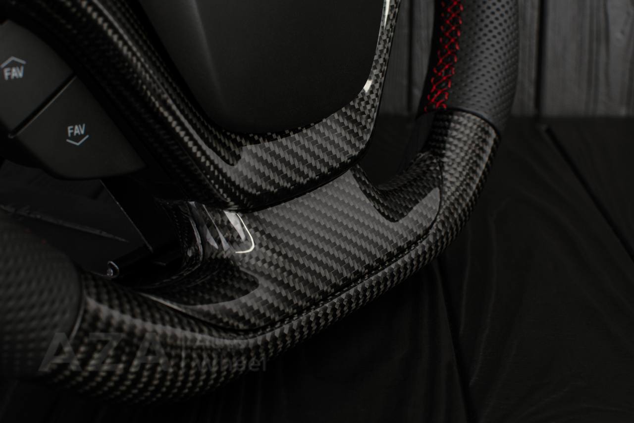 Steering wheel Chevrolet Corvette C7 2014-2019 Jet style rev match or +- paddles (can be any color stitch) Carbon fiber/Perforated leather - Image 14