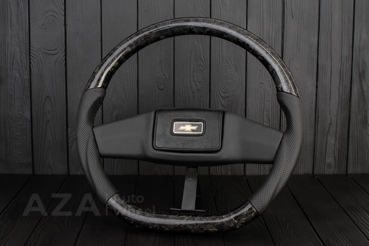 Steering wheel Square Body GM C/K/C10/C5/K5/K10/K20/K30 (1973-1987) Forged carbon fiber/Perforated leather (can be any color stitching and stripe) - Image 3