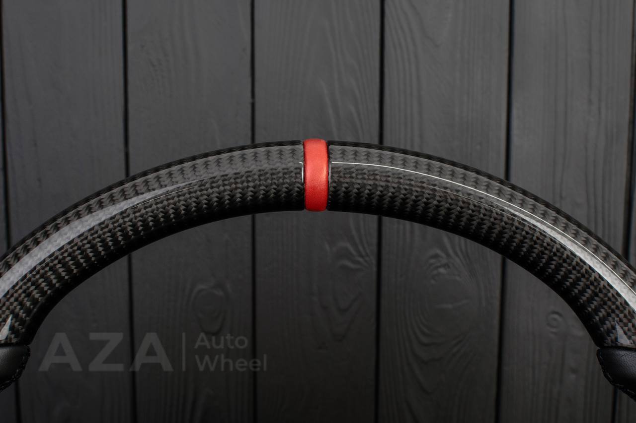 Steering wheel Ford Mustang 94-2004 GT Cobra Carbon fiber/Smooth leather/Red leather stripe - Image 6