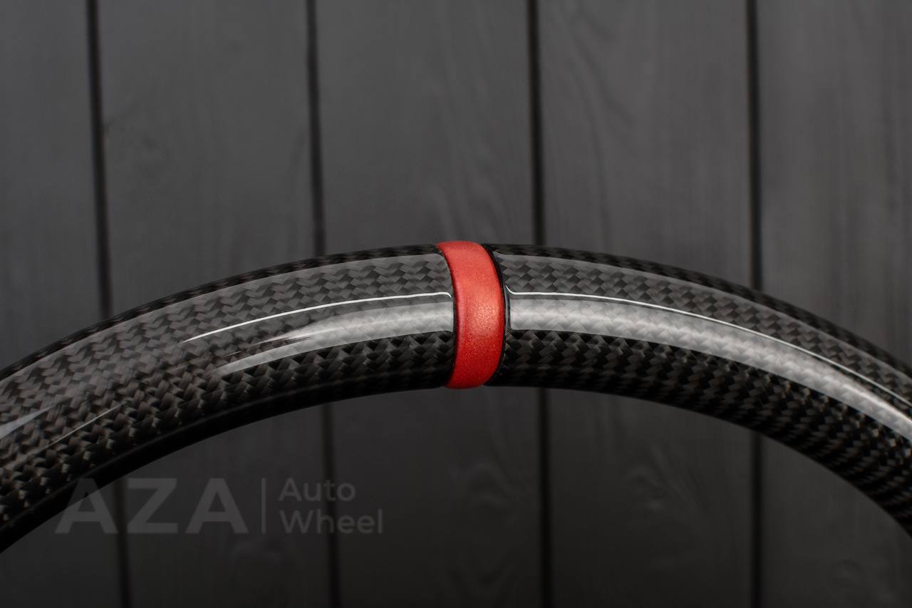 Steering wheel Ford Mustang 94-2004 GT Cobra Carbon fiber/Smooth leather/Red leather stripe - Image 7