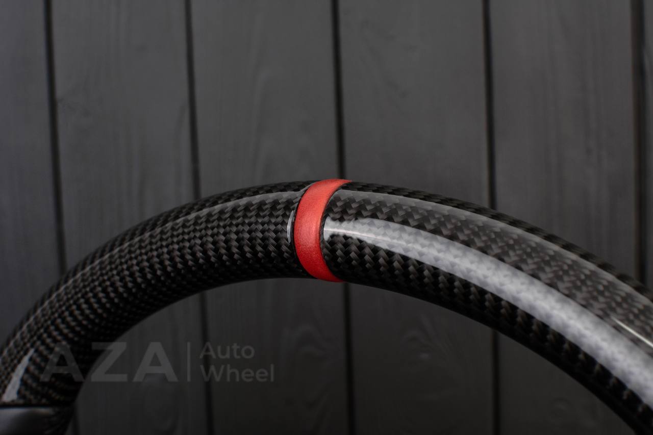 Steering wheel Ford Mustang 94-2004 GT Cobra Carbon fiber/Smooth leather/Red leather stripe - Image 8