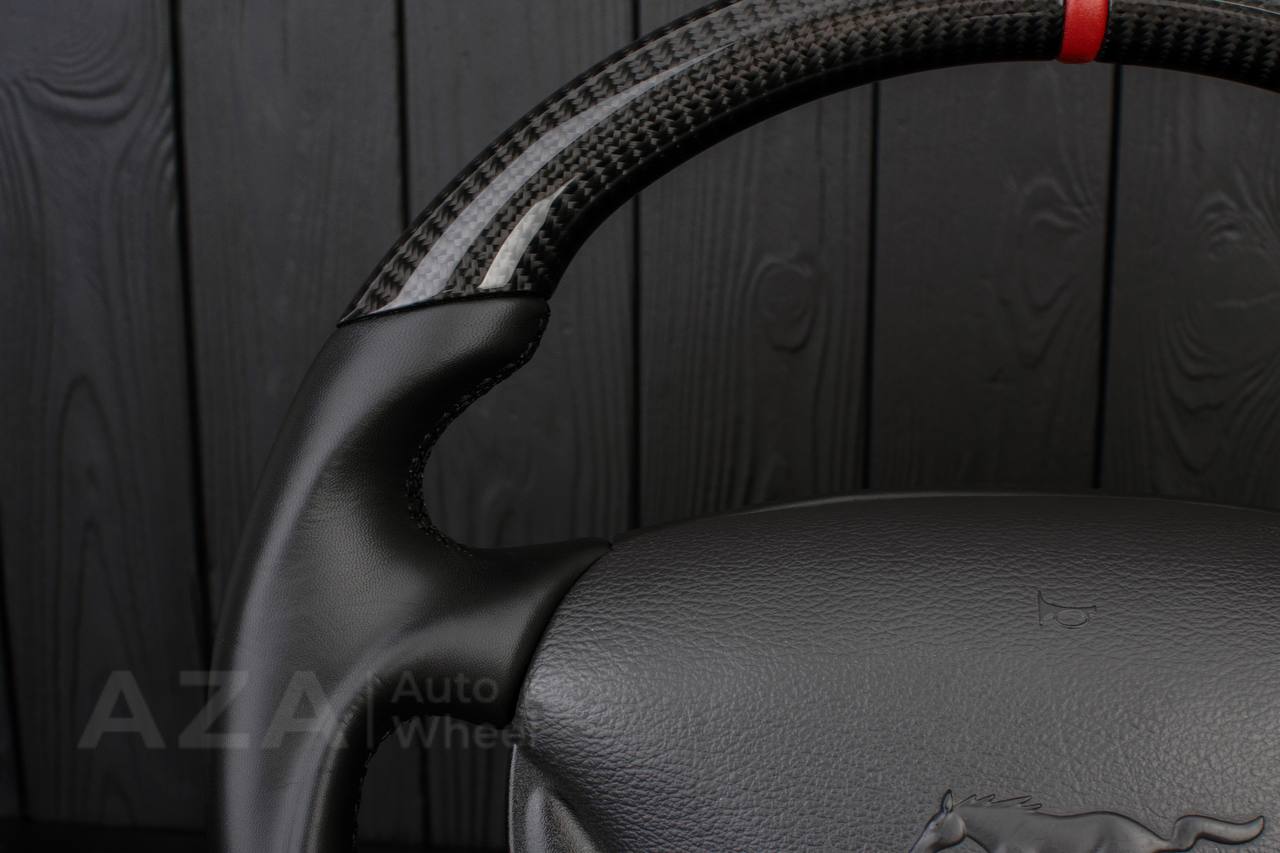 Steering wheel Ford Mustang 94-2004 GT Cobra Carbon fiber/Smooth leather/Red leather stripe - Image 15