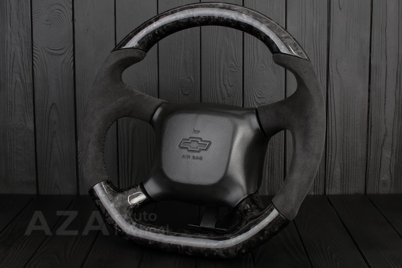 Steering wheel GM Silverado, Sierra, Escalade, Yukon, S10, Blazer, Tahoe, Suburban (1998-2002) Forged Carbon fiber/Alcantara - Image 3