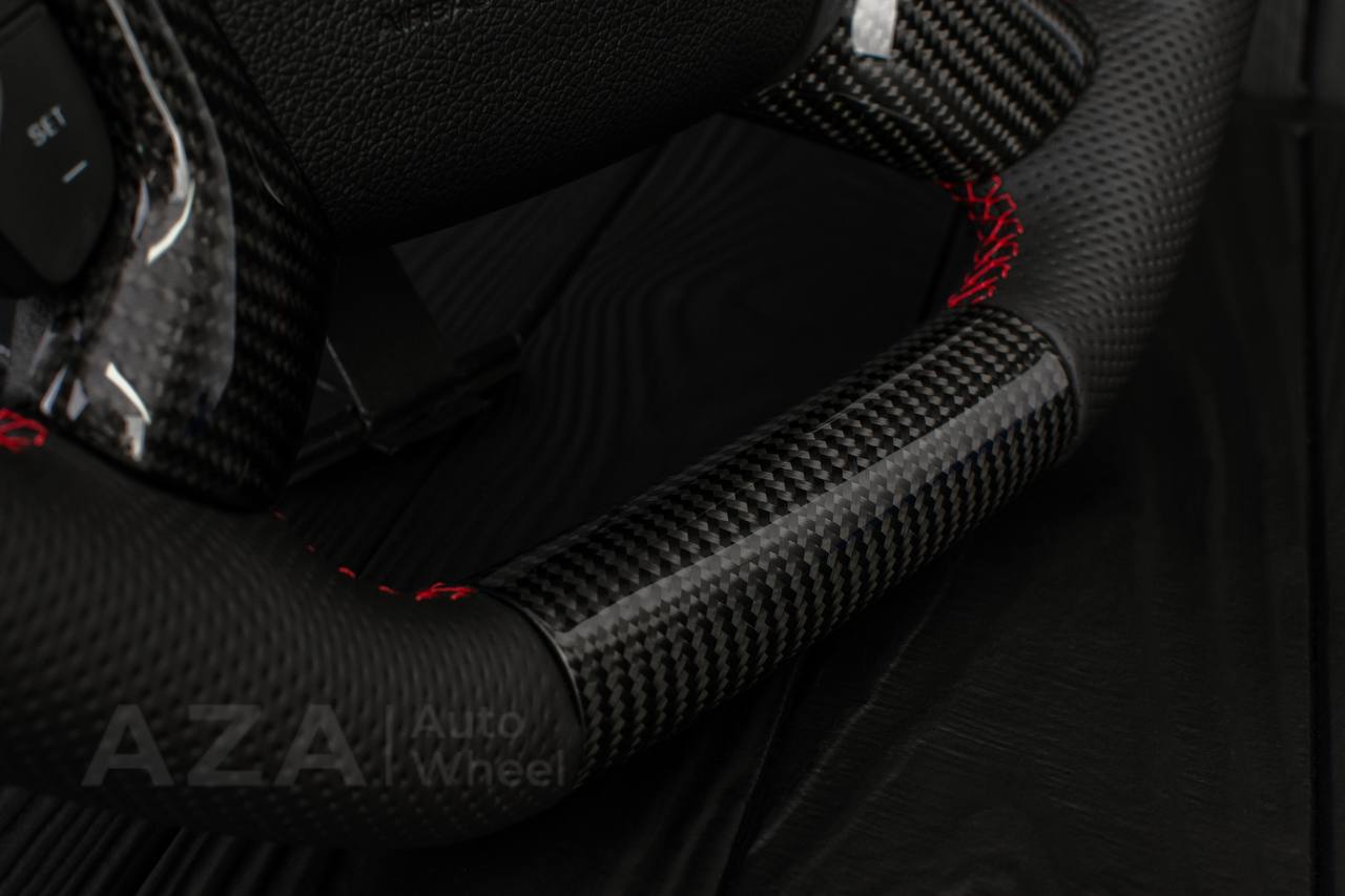 Steering wheel GM, Silverado, Sierra, Escalade (2007-2014) Carbon fiber/Perforated leather/Red details - Image 9
