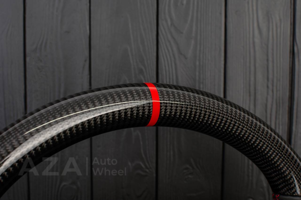Steering wheel GM, Silverado, Sierra, Escalade (2007-2014) Carbon fiber/Perforated leather/Red details - Image 10