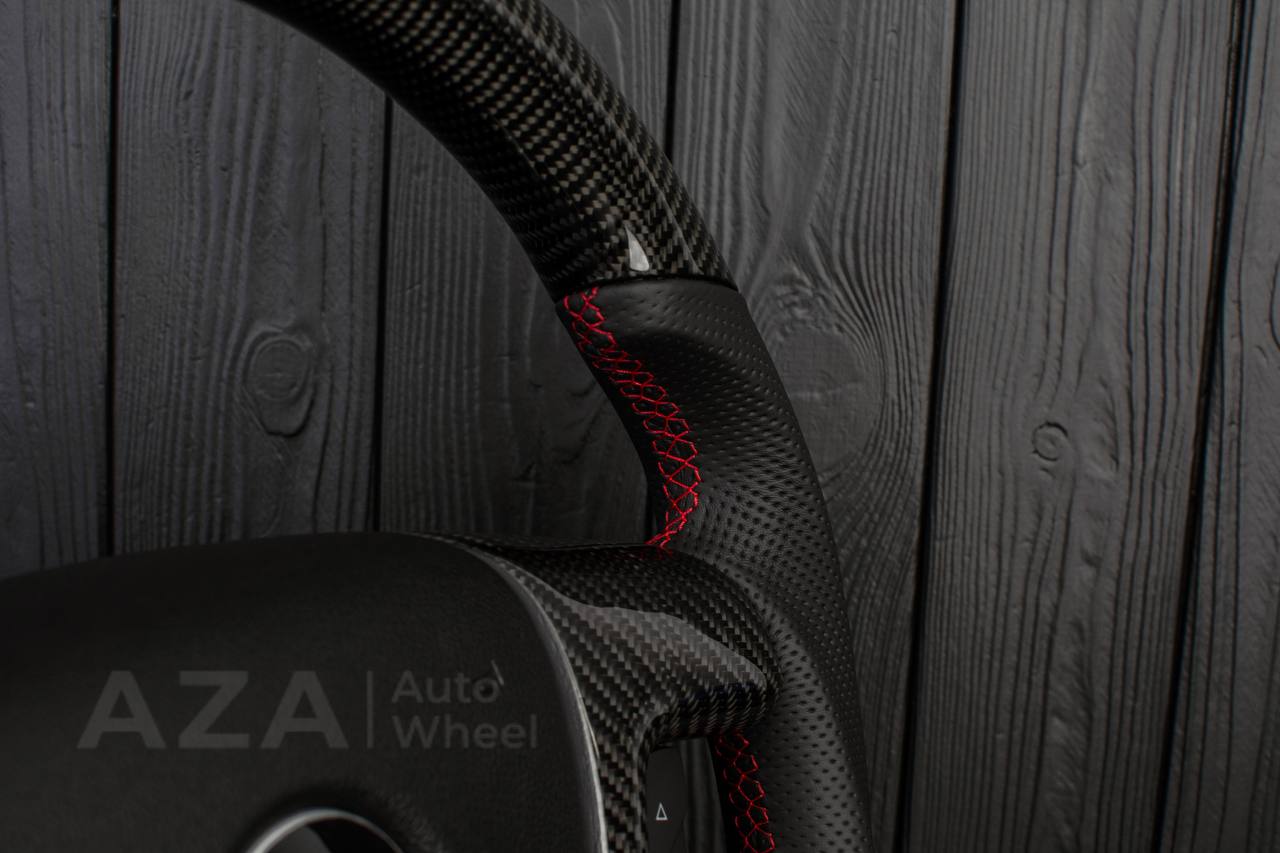 Steering wheel GM, Silverado, Sierra, Escalade (2007-2014) Carbon fiber/Perforated leather/Red details - Image 16