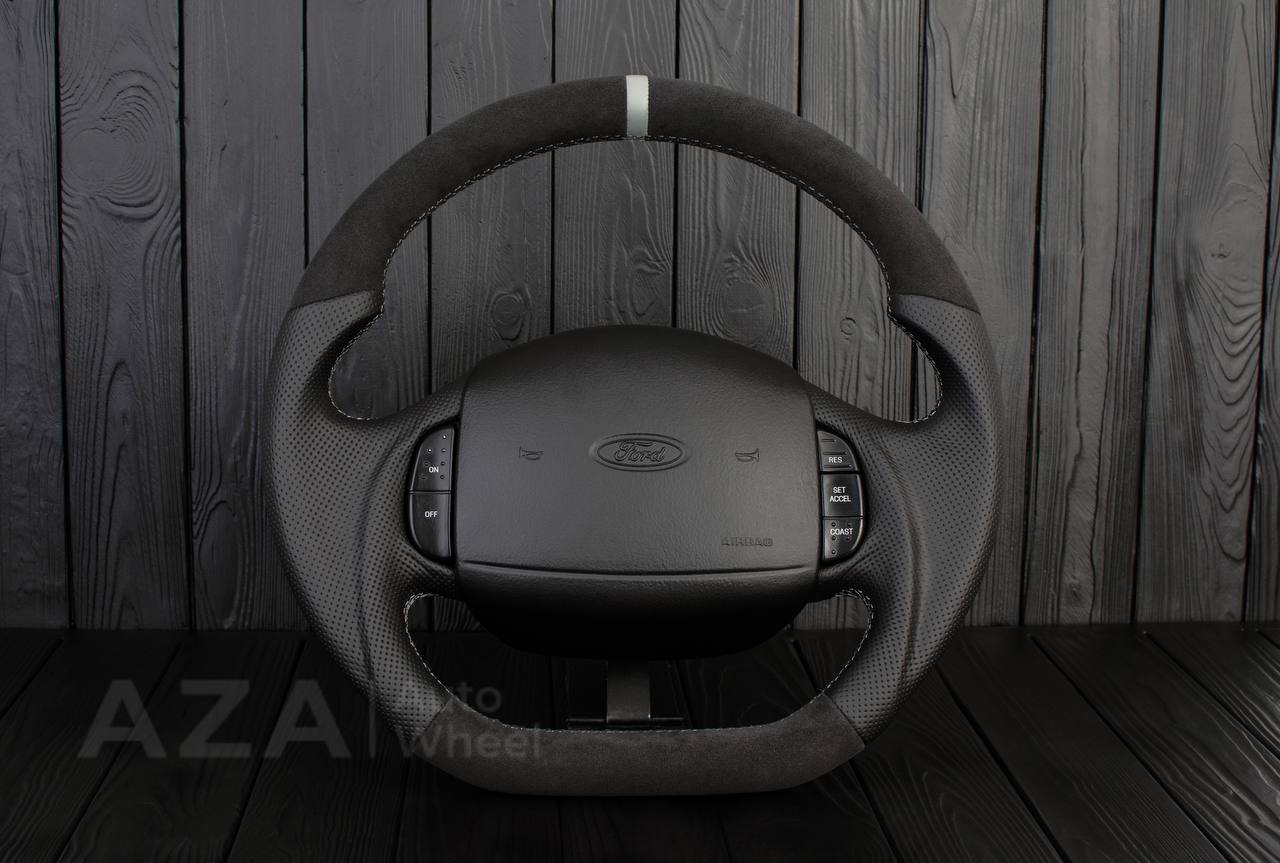 Steering wheel Ford F150/F250/F350 97-2007 Alcantara/Perforated leather/Grey details